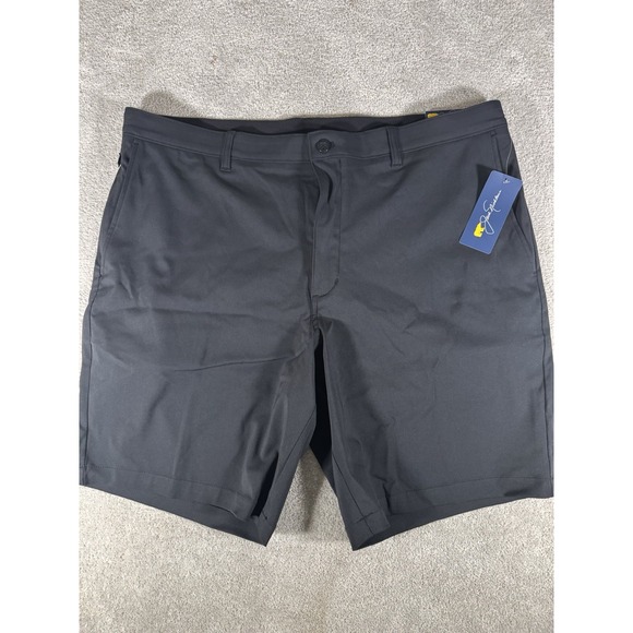 New JACk NICKLAUS Size 38 Men's Flat Front Poly Spandex Golf Shorts Black 9" - Picture 1 of 9